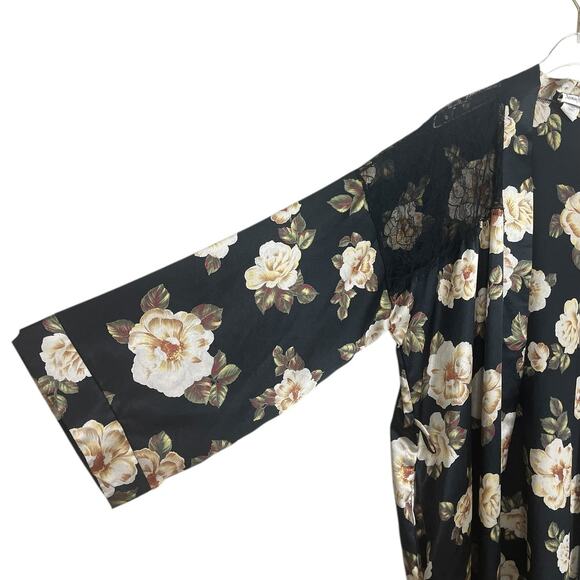 VTG Valentino Intimo Neiman Marcus Floral Lace Long Robe Women's XLP NO BELT - Picture 10 of 16